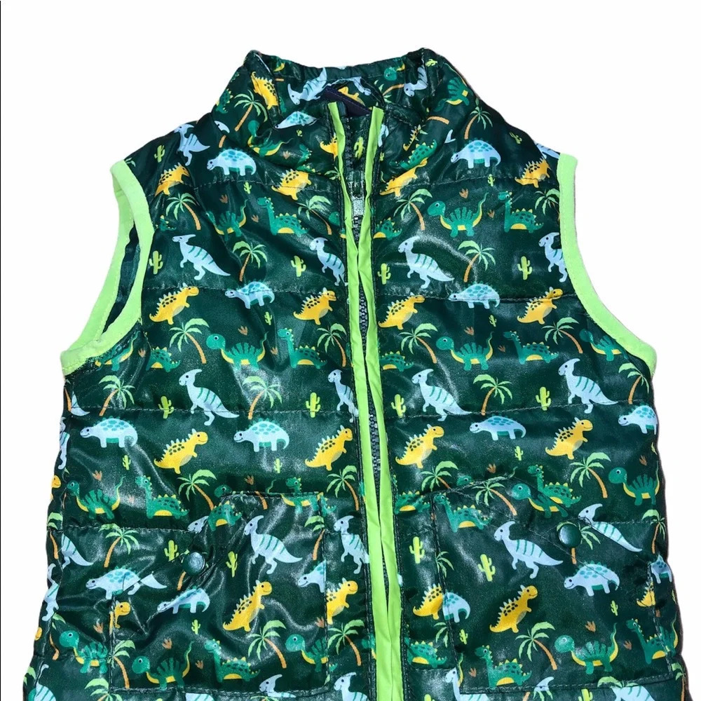 Little rebels 12 months green dinosaur puffer vest